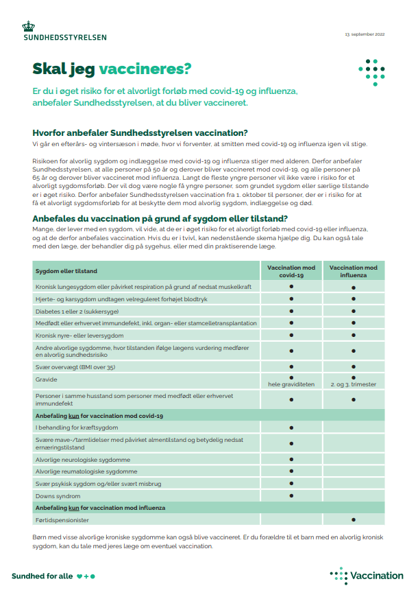 Pjece: Skal Jeg Vaccineres? - Sundhedsstyrelsen