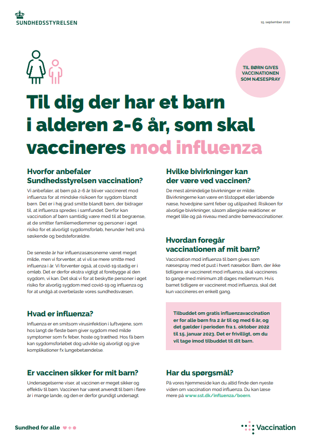 Til Dig Der Har Et Barn I Alderen 2-6 år, Som Skal Vaccineres Mod ...